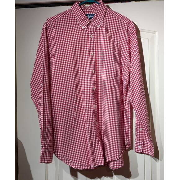 Ralph Lauren Classic Fit Red Gingham Check Cotton Button Down Shirt Mens Size L - Picture 1 of 10